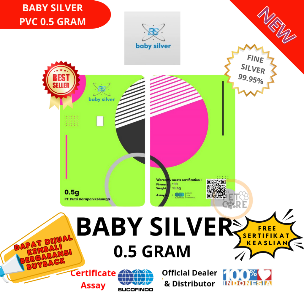 Baby Silver PRESS PVC 0.5g 99.9% Pure Silver Bar Original