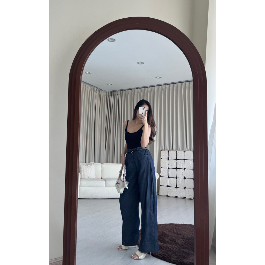 กางเกงกางเกงยีนส์ LACEL Bloom Barrel / กางเกงยีนส์ Barrel High Cullote / กางเกงยีนส์ผู้หญิง Barrel