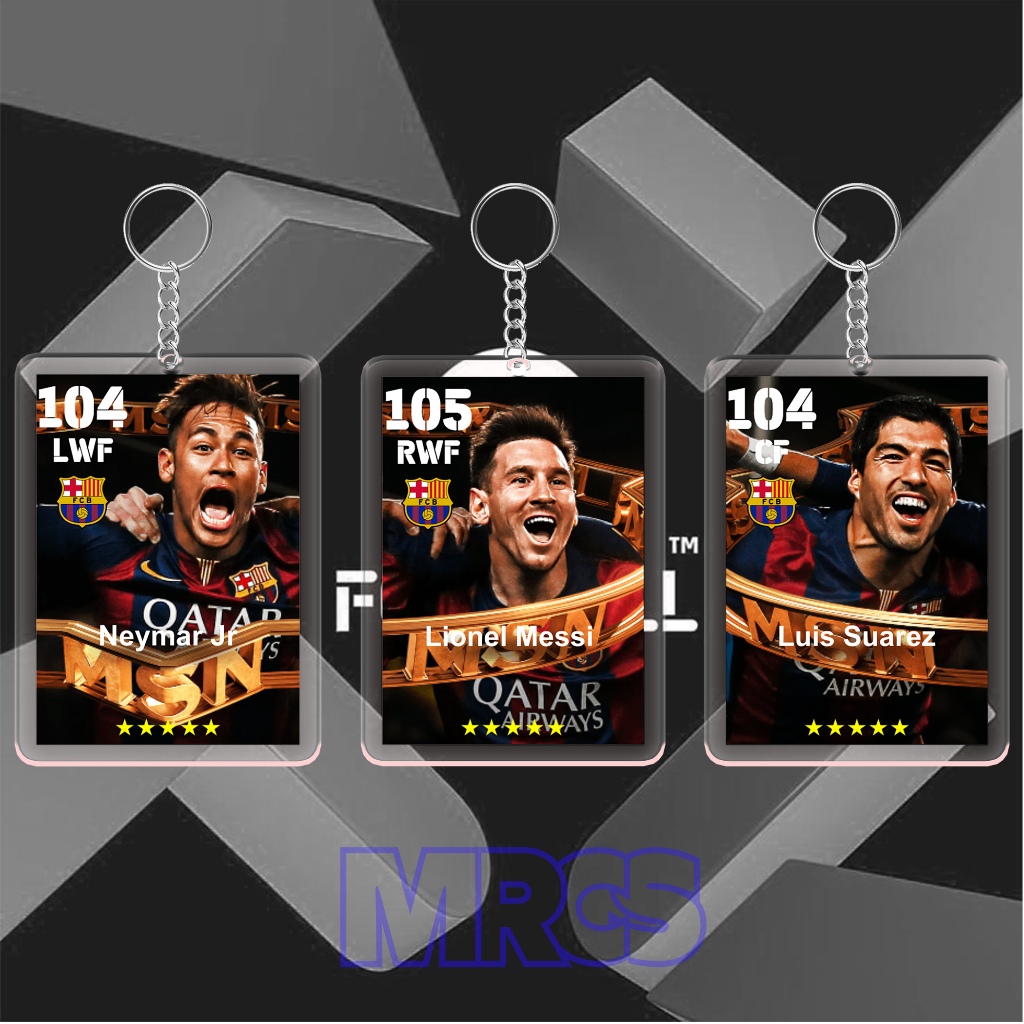 GANTUNGAN Eฟุตบอล Trio MSN Messi Surez Neymar พวงกุญแจฟุตบอล Trio MSN Barcelona