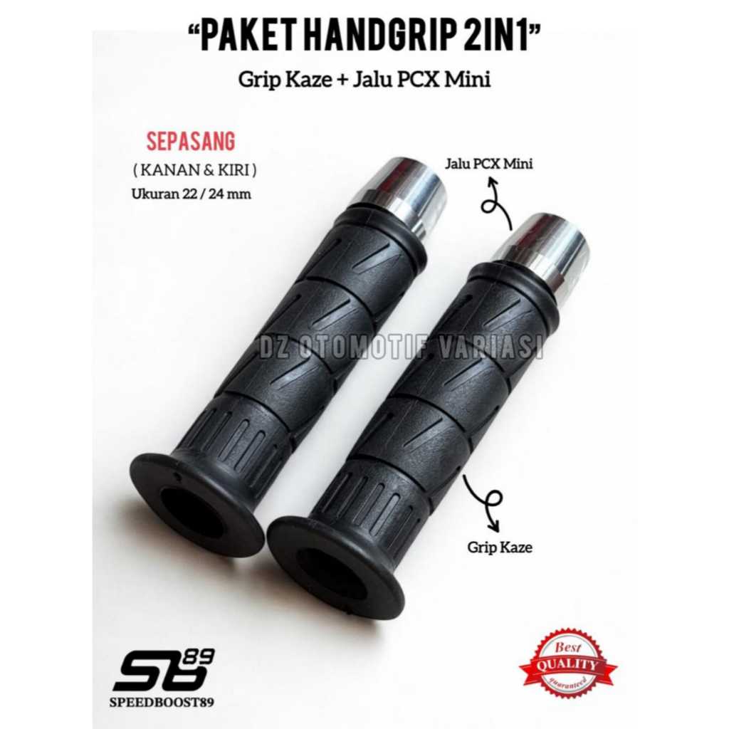 2-in-1 Kaze Handgrip Package + Chrome Handlebar Jalu รุ่น Pcx Universal Motor / Kaze Grip + Pcx Jalu