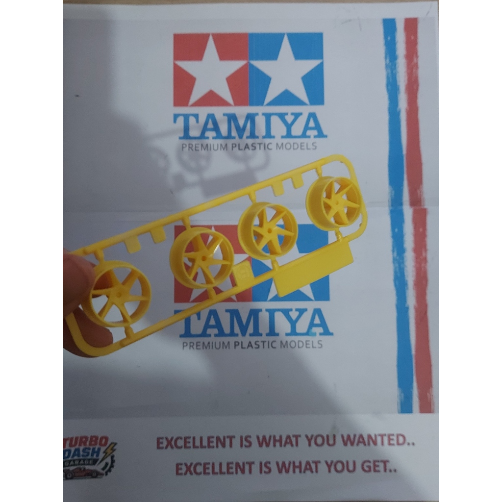 TAMIYA MEDIUM SPIRAL YELLOW RIMS (6 SPOKE RIMS)