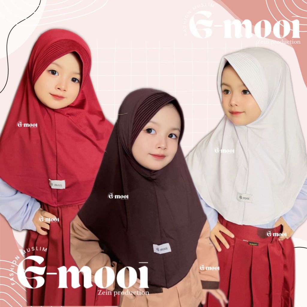 เมราห์ ฮิญาบเด็ก 0-10 ขวบ, ฮิญาบเด็กประถมสีแดงและสีขาว, ฮิญาบเด็กประถม, ผ้าคลุมศีรษะเด็ก