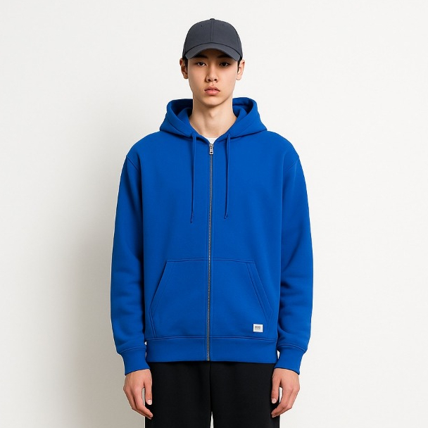 Spasmodic - Jaket Hoodie Zipper Polos Biru