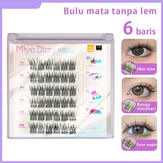 [Tanpa Lem] 6 baris Bulu Mata Palsu Eyelash Extensions 3D Untuk Pemula Eyelash Natural