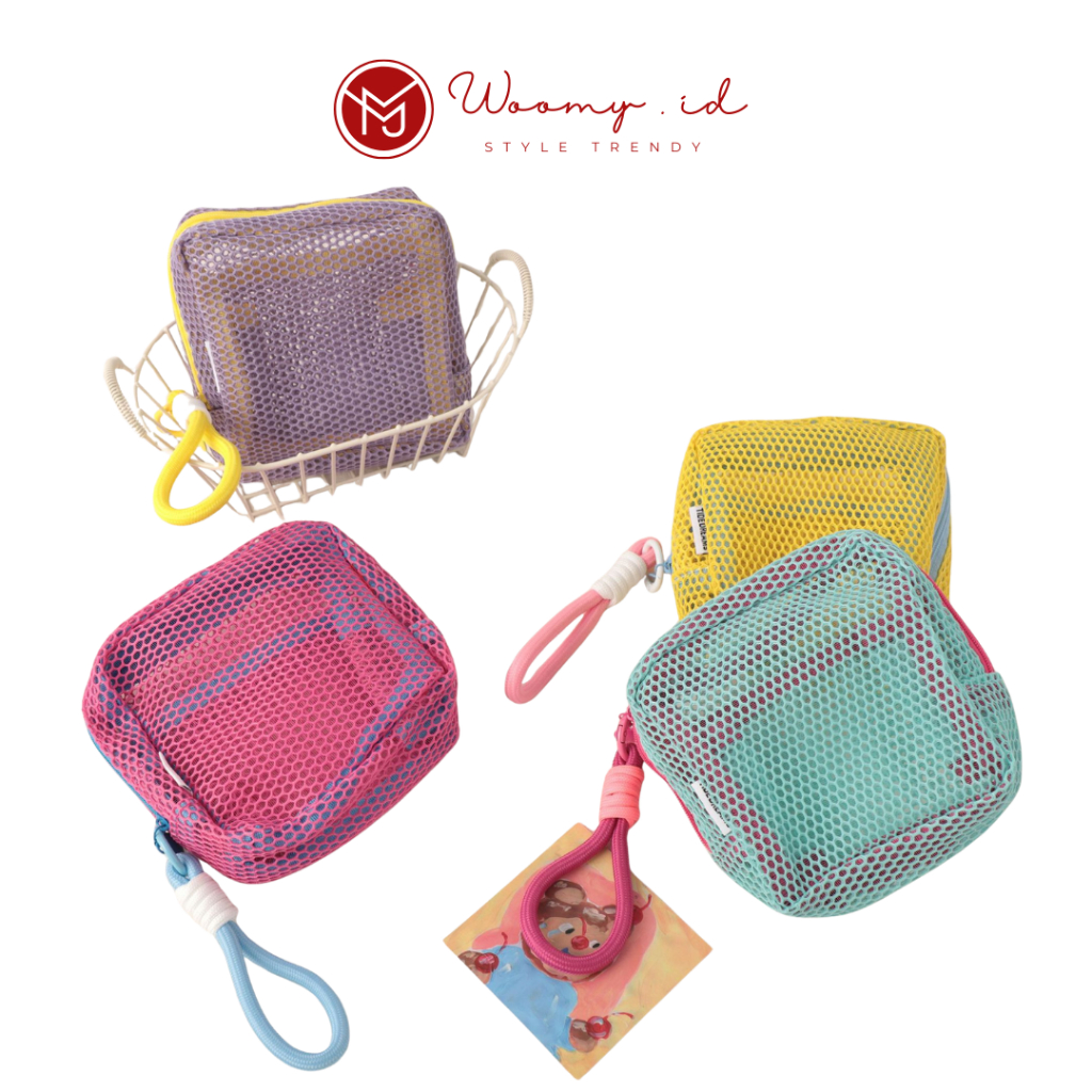 Woomy - TS702 Tofu Mesh Bag Pouch Tahu Travel Make Up Bag Y2K
