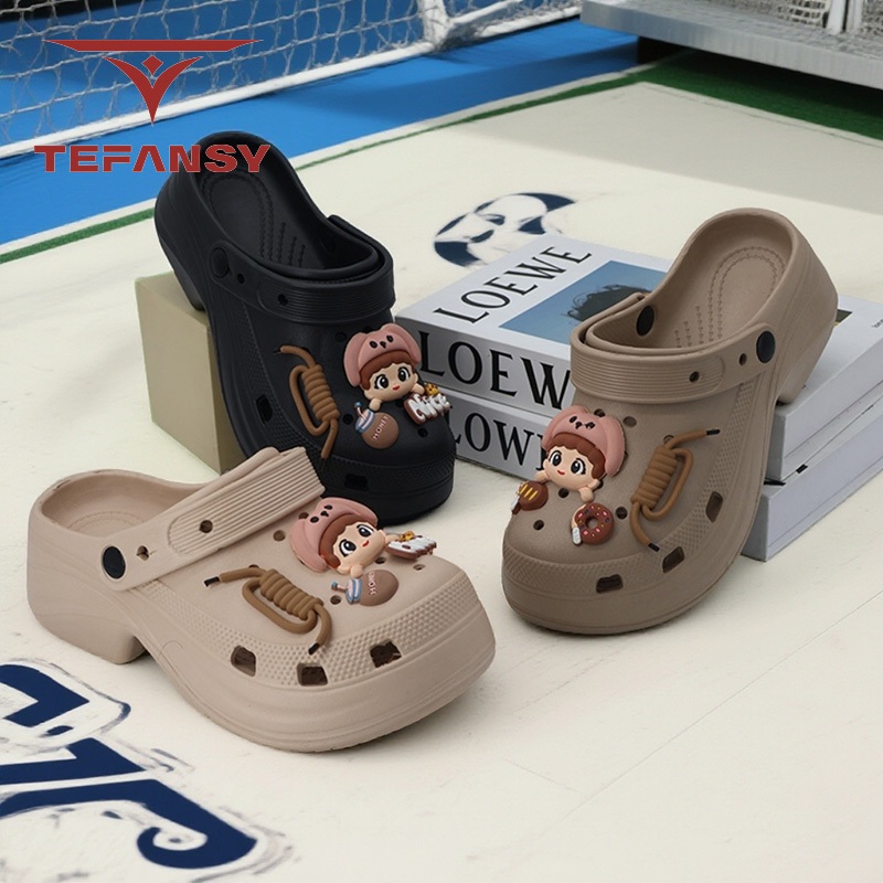 Tefansy Sandal Baim Wanita Terbaru Sandal Kodok Lucu Sepatu Wedges Karet  EVA Sandal Platform