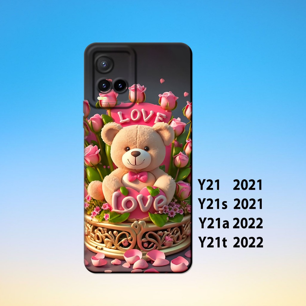 HP Vivo Y21, Vivo Y21S, Vivo Y21A, Vivo Y21T _เคสโทรศัพท์ยางสีดําสุดเท่ ยืดหยุ่น หนา