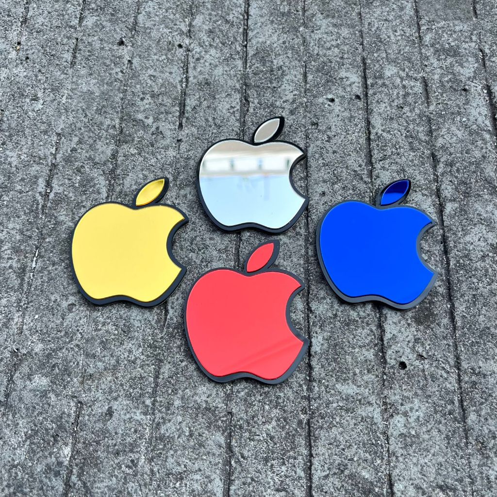 3D APPLE IPHONE EMBLEM RAISED ACRYLIC APPLE ICON LOGO EMBLEM ขนาด 5X6 CM THICKNESS 3MM ACRYLIC MIRRO