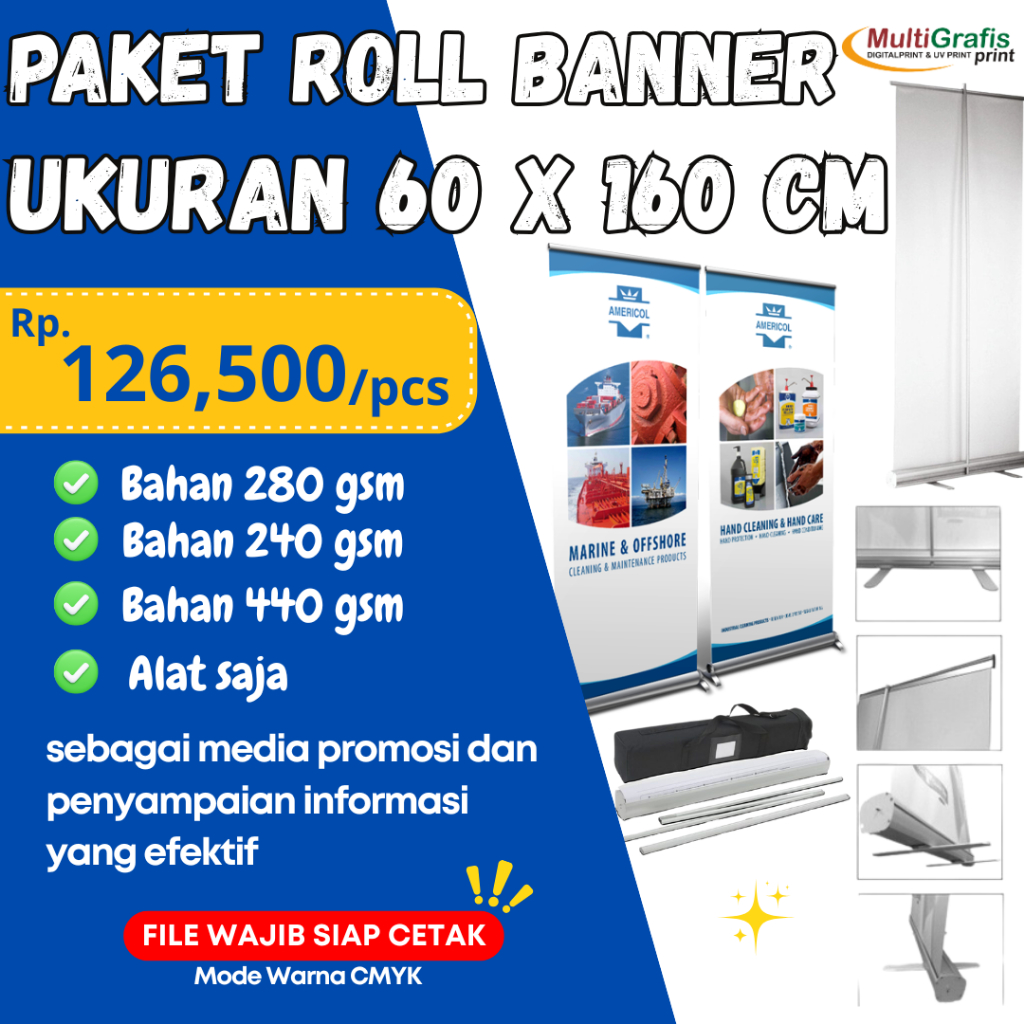 ROLL-BENNER PRINTING PACKAGE / BENNER STAND / UK 60 X 160 & 80 / 85 X 200 CM | BENNER คุณภาพ
