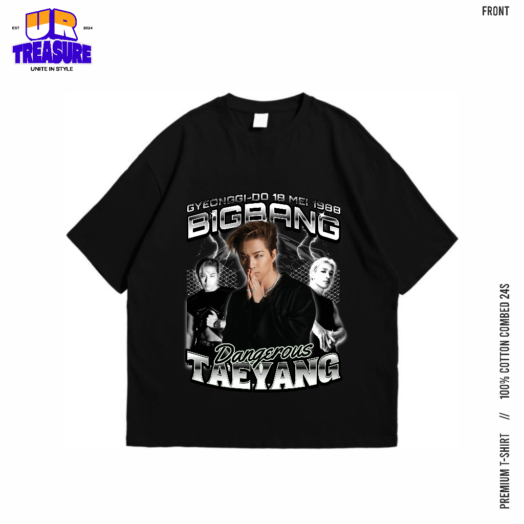 Taeyang Bigbang Oversize Washed T-Shirt / Vintage Bigbang เสื้อยืดทําจากผ้าฝ้ายหวี 24s หนาโดย urtrea