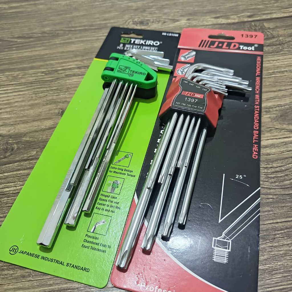 TEKIRO L Key (ยาว) 8 ชิ้น HK-LS1200 + JLD Star Hole L ชุดกุญแจ 9 ชิ้นยาวพิเศษ Hex Key ประแจ / Star L