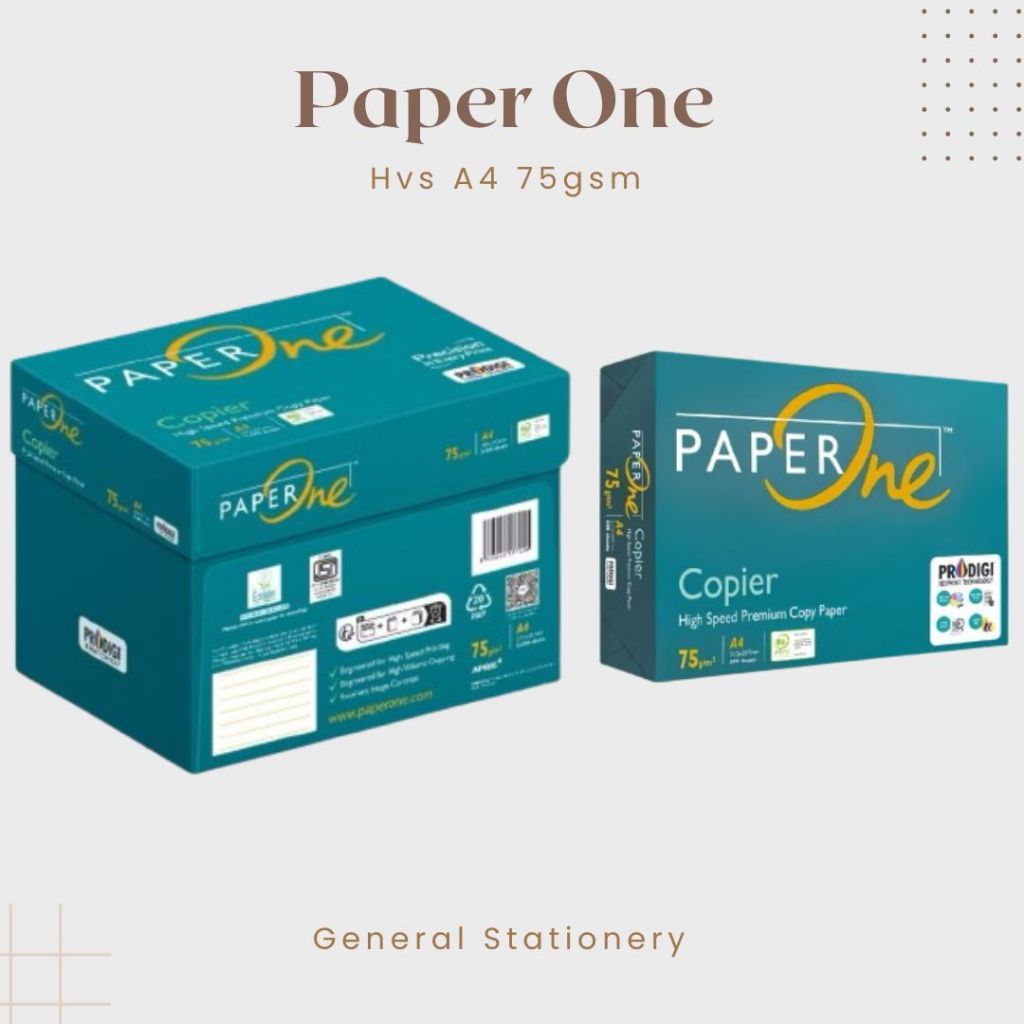 Paper One A4 75 แกรม / HVS copy Paper A4 75 แกรม PaperOne / 1 Ream
