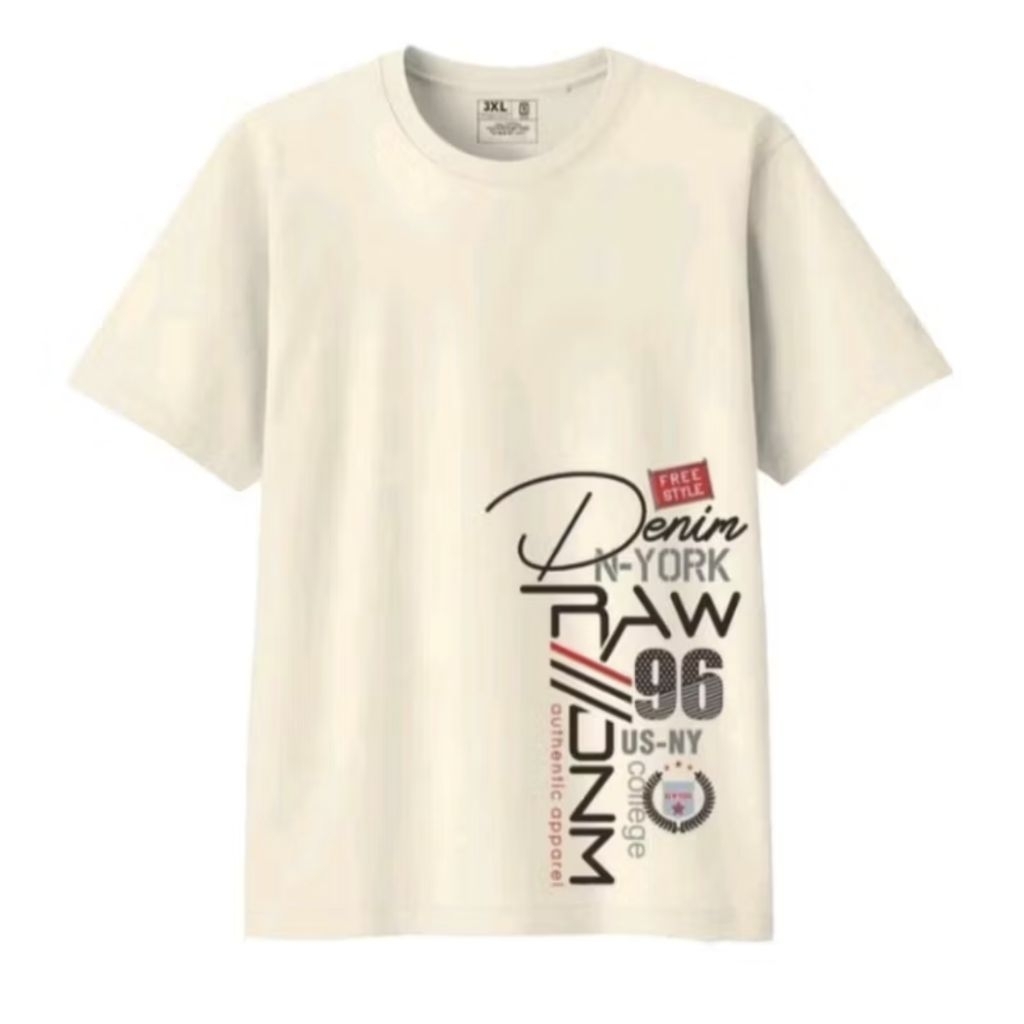 เสื้อยืดผู้ใหญ่ผู้ชาย DENIM RAW96 Short Sleeve ล่าสุดเสื้อเชิ้ต motif เรียบง่าย