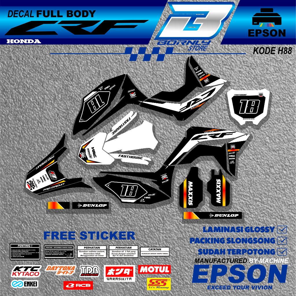 Honda CRF Striping Full BODY Decal กันน้ําคุณภาพสูง (H88)