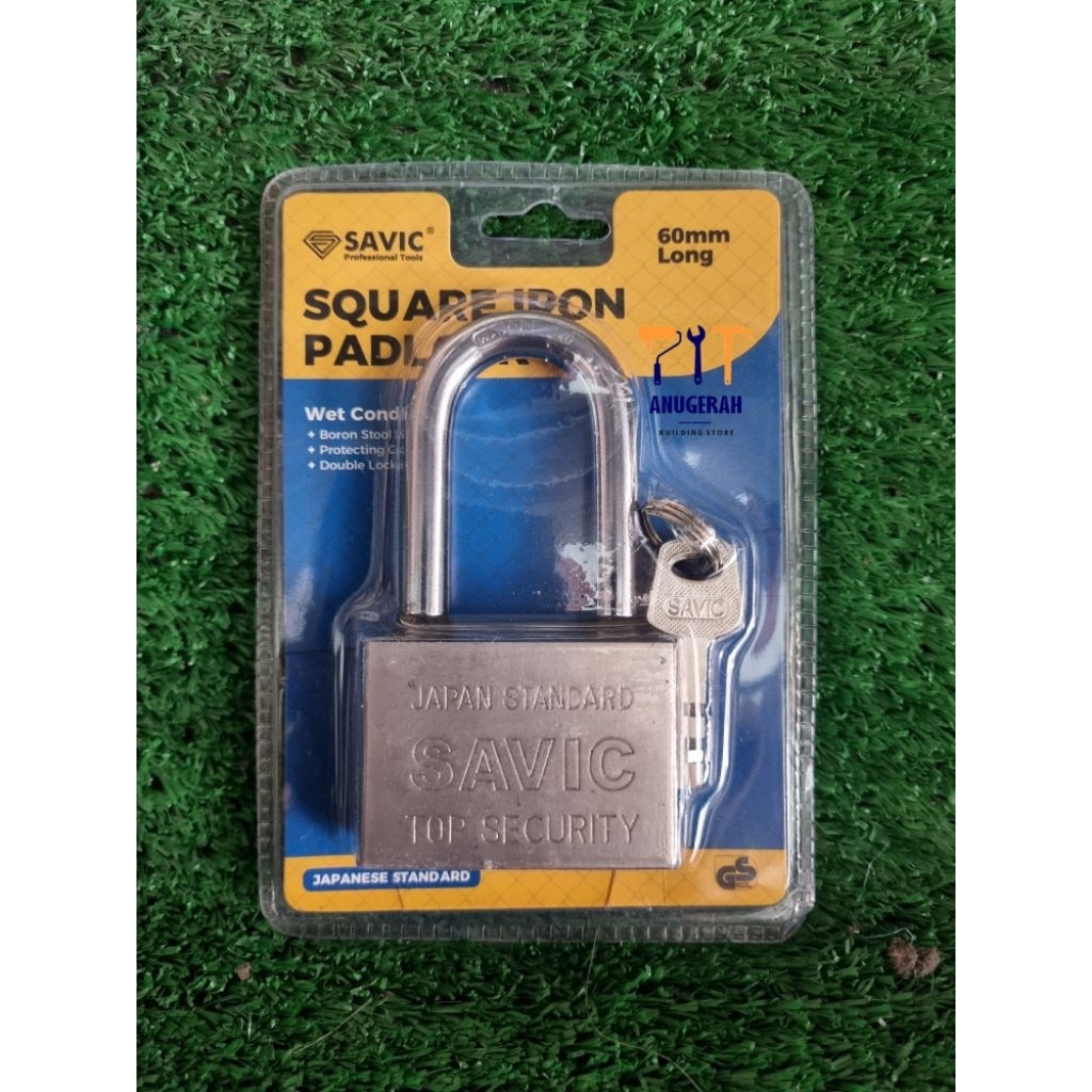 SAVIC 60mmL (คอยาว) PADLOCK - ยางที่คอ • SQUARE PADLOCK • 4 ปุ่ม