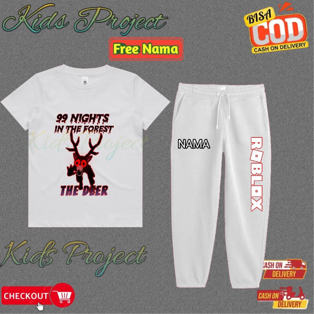 The Deer 99 Nights in the Forest Roblox New Kids Jogger Set เสื้อยืด
