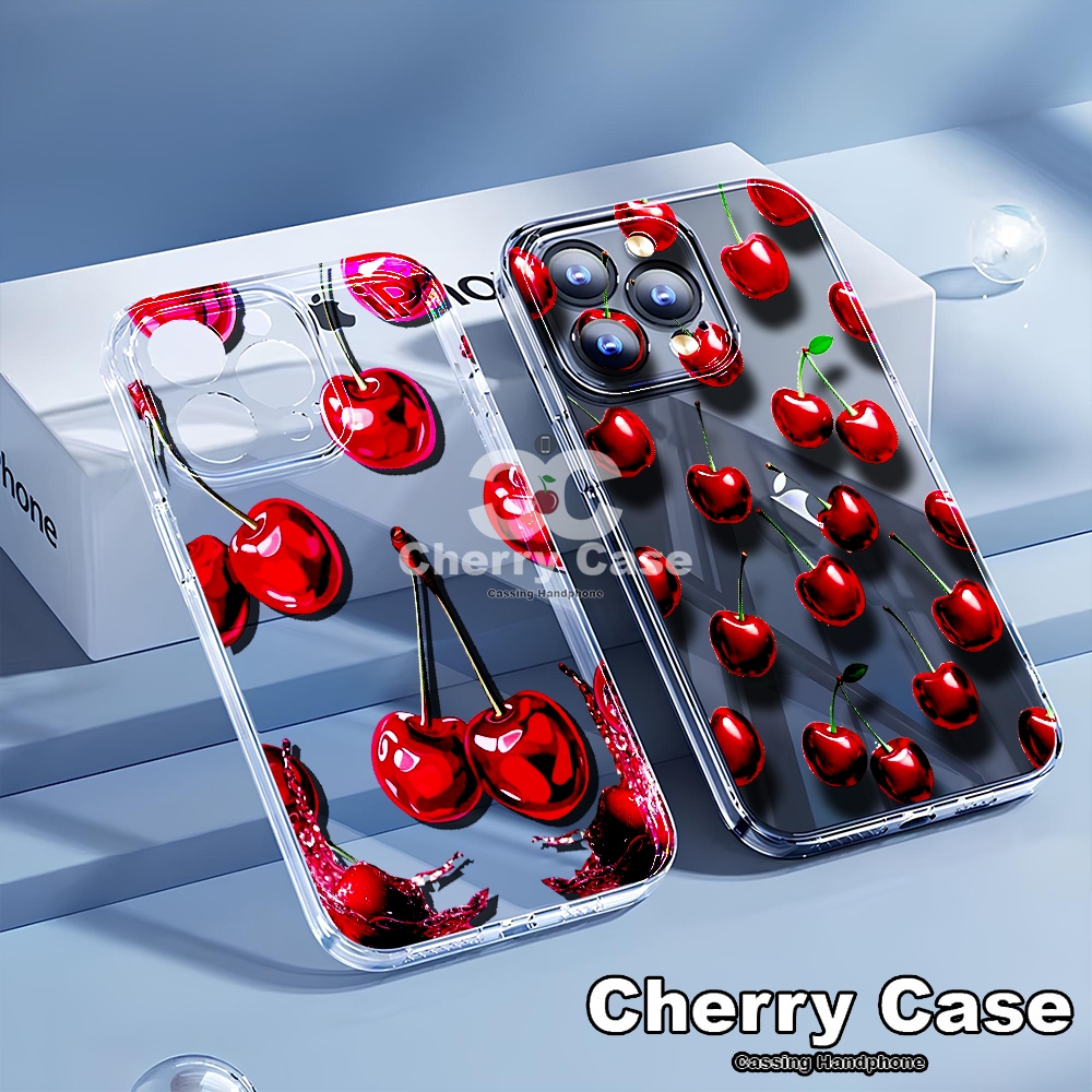 ALL TYPE CLEAR CASE CHERRY MOTIF สําหรับ VIVO V27 5G V23 5G V23E V20 V29/S17 Y81 V20 SE Y29 5G/Y19s 