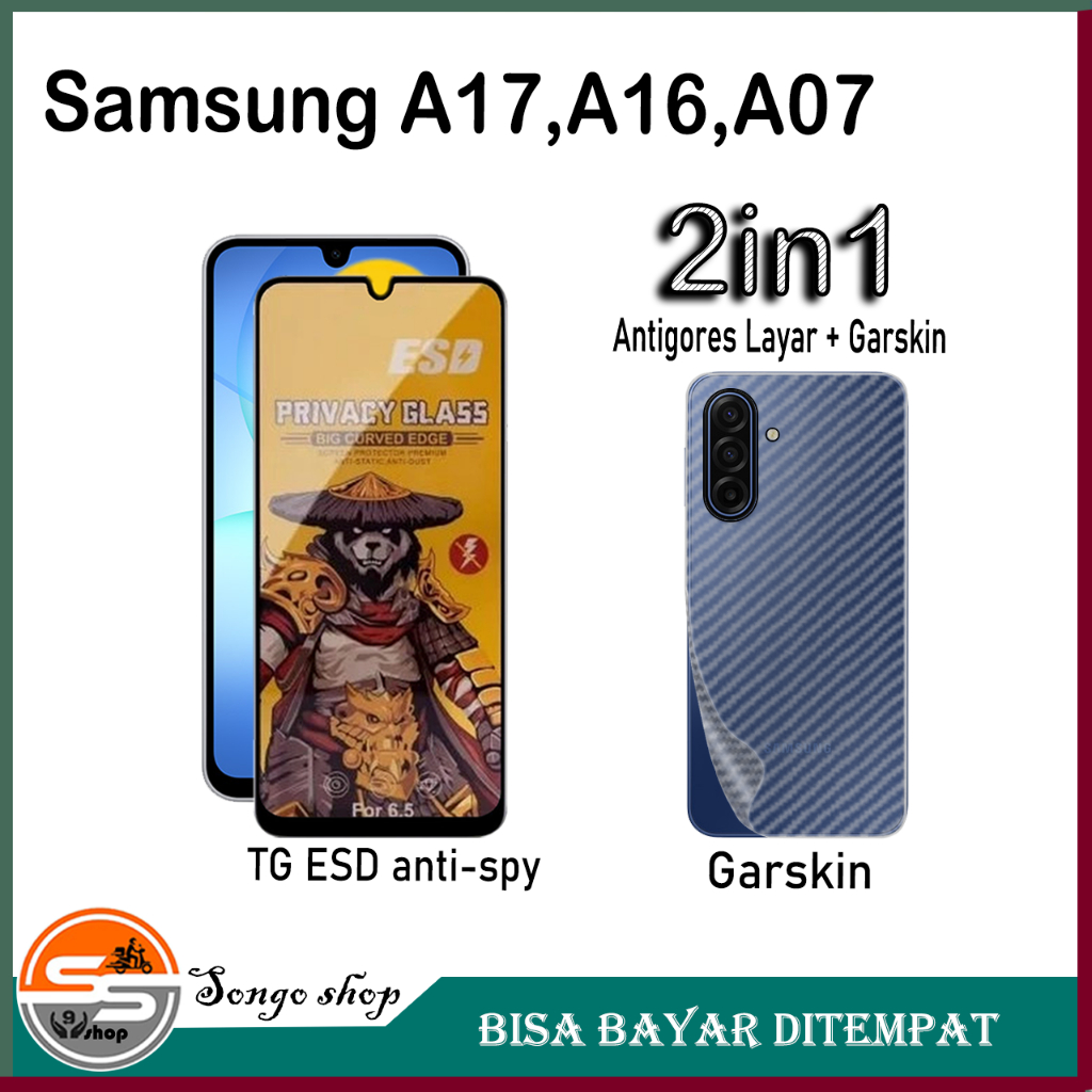 LAYAR 2-in-1 Anti-Scratch Full Screen Package สําหรับ Samsung A17 A16 A07 A06 กระจกนิรภัย Anti-spy G