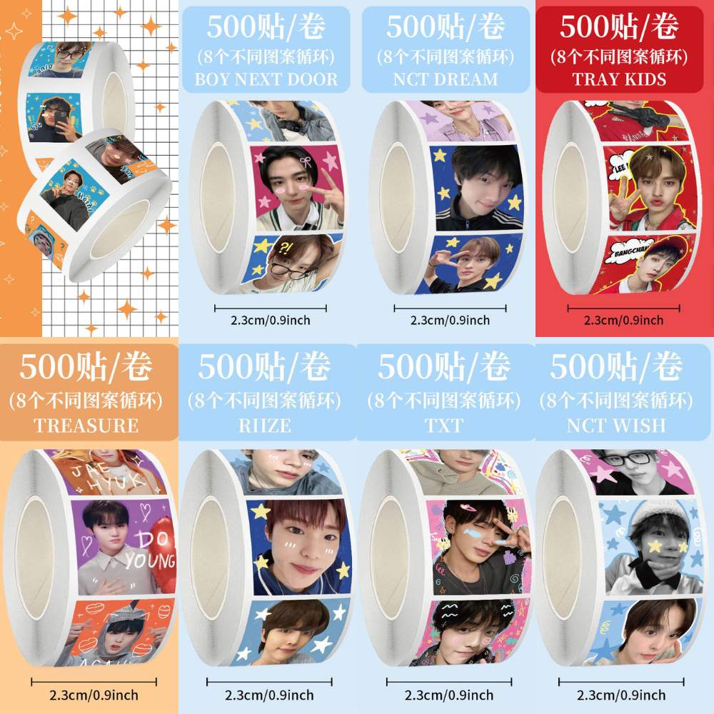 500 ชิ้นสติกเกอร์ม้วน Kpop Enhypen Aespa Bts IVE || 500 ชิ้นสติ๊กเกอร์Kpop Roll Freebies Enhypen Aes