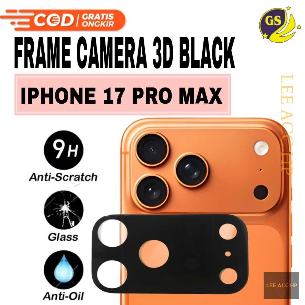 3D BLACK CAMERA FRAME IPHONE 17 / IP 17 AIR / IP 17 PRO / IP 17 PRO MAX