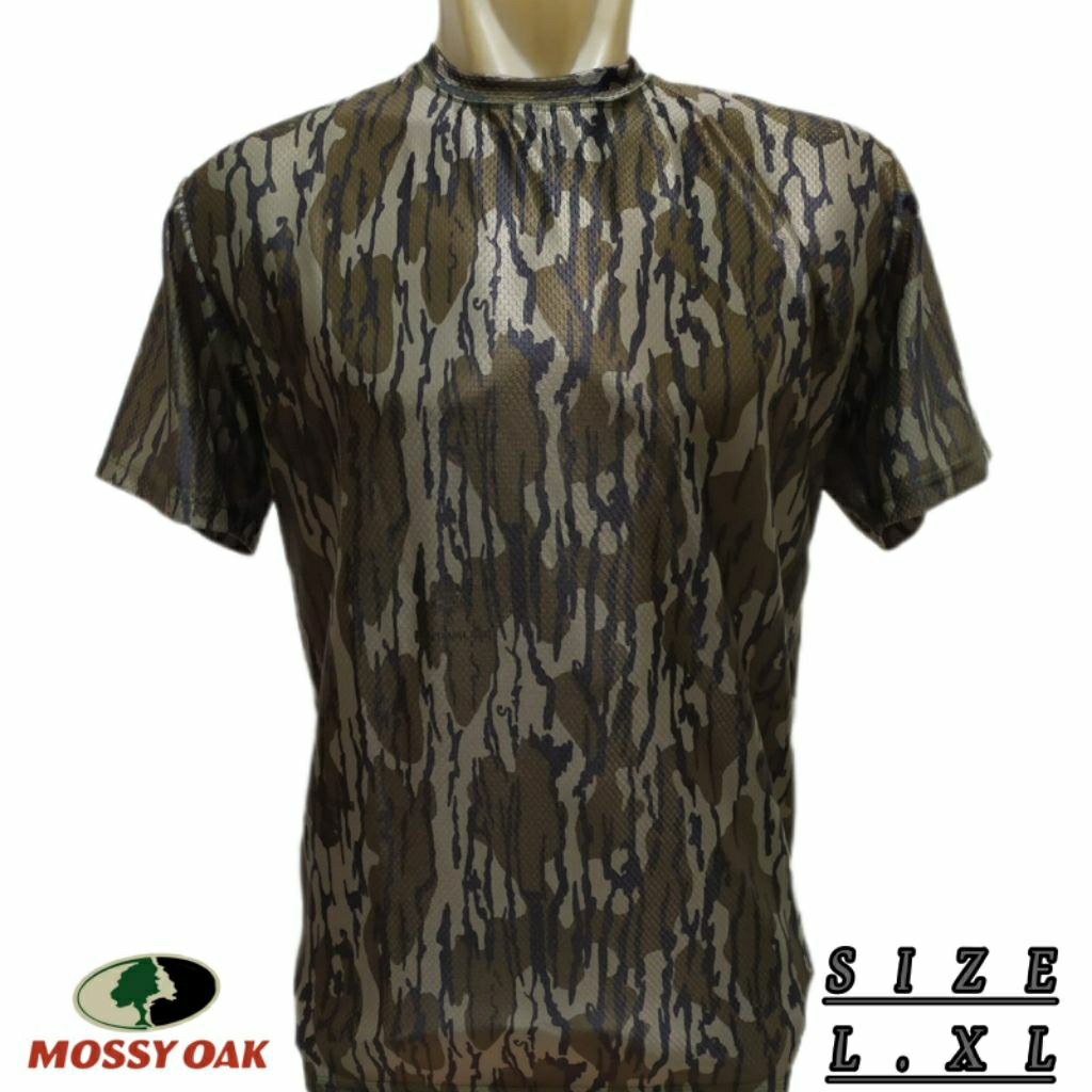 เสื้อยืดลายพรางแขนสั้น Mossy Oak Bottomland / เสื้อล่าสัตว์ / เสื้อยืดลายพรางนําเข้า