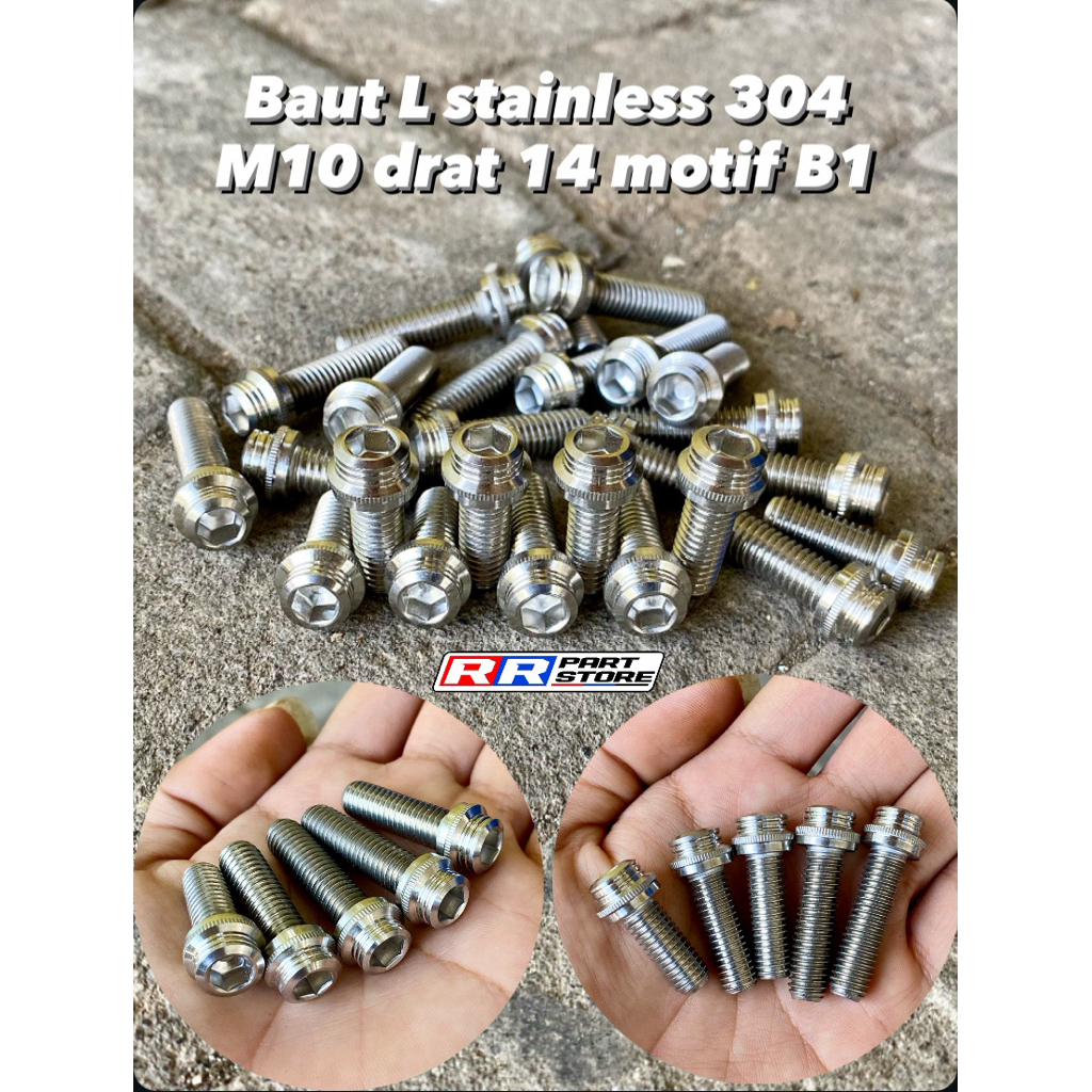 สแตนเลส L bolt m10 8 ซม. ด้าย 14 motif แบบกําหนดเองเรียบ B1