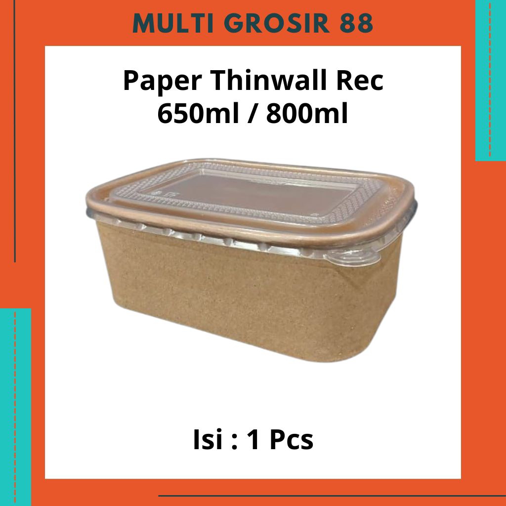 MG88 1 ชิ้นกระดาษ Thinwall สี่เหลี่ยมผืนผ้ากล่องอาหารกลางวัน 650ml 800ml