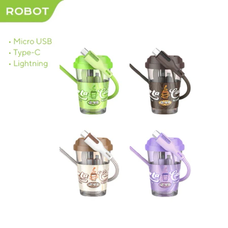 ROBOT DATA CABLE RCOM100 COFFEE CUP 2.4 A COLORFUL MICRO USB