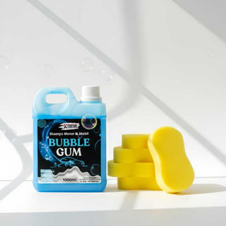 Shampo & Wax  (BUBBLE GUM )Sabun Cuci Motor Mobil Busa Melimpah 1Liter (FREE SPOND)