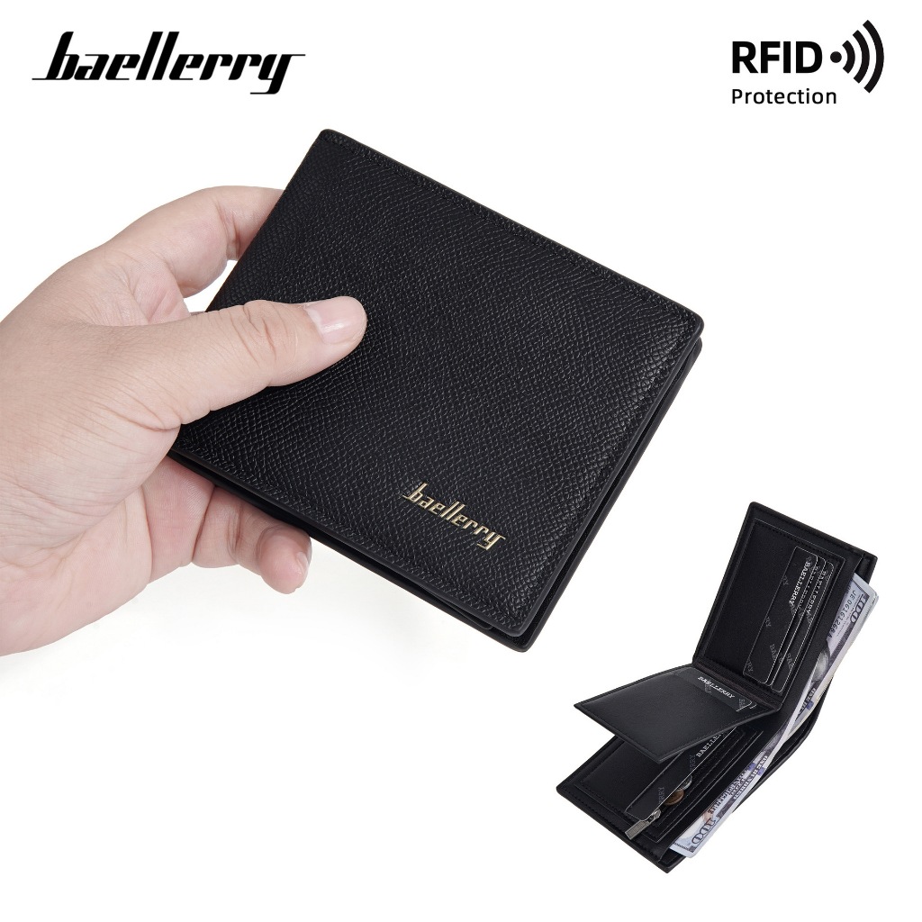 กระเป๋าสตางค์ Baellerry Man D2394 ป้องกัน RFID || Baellerry D2394 กระเป๋าสตางค์สองพับ PU หนา