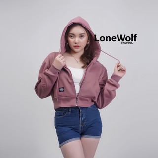 Lonewolf - Hoodie Zipper Croptop Wanita Original Hodie Tebel Korean Style Bahan Fleece Tebal 280 gsm