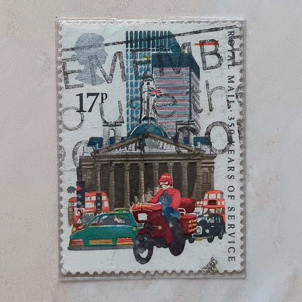 (AA) English Stamps Britania Raya 1985 350th Anniversary of Royal Mail - Datapost, Motorcyclist, Cit