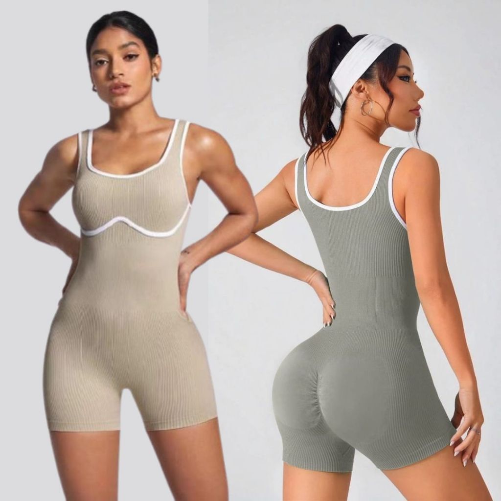 Oppa Style Shop JS010 จั๊มสูทกีฬาสตรีว่ายน้ําโยคะออกกําลังกายยิมพร้อมบราแผ่นรอง/กีฬาสตรีชิ้นเดียว