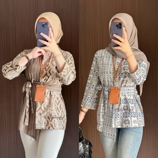 tey-17 Batik wanita ASJ SA HRB026 Kenongo Kemeja Tosca Pendek