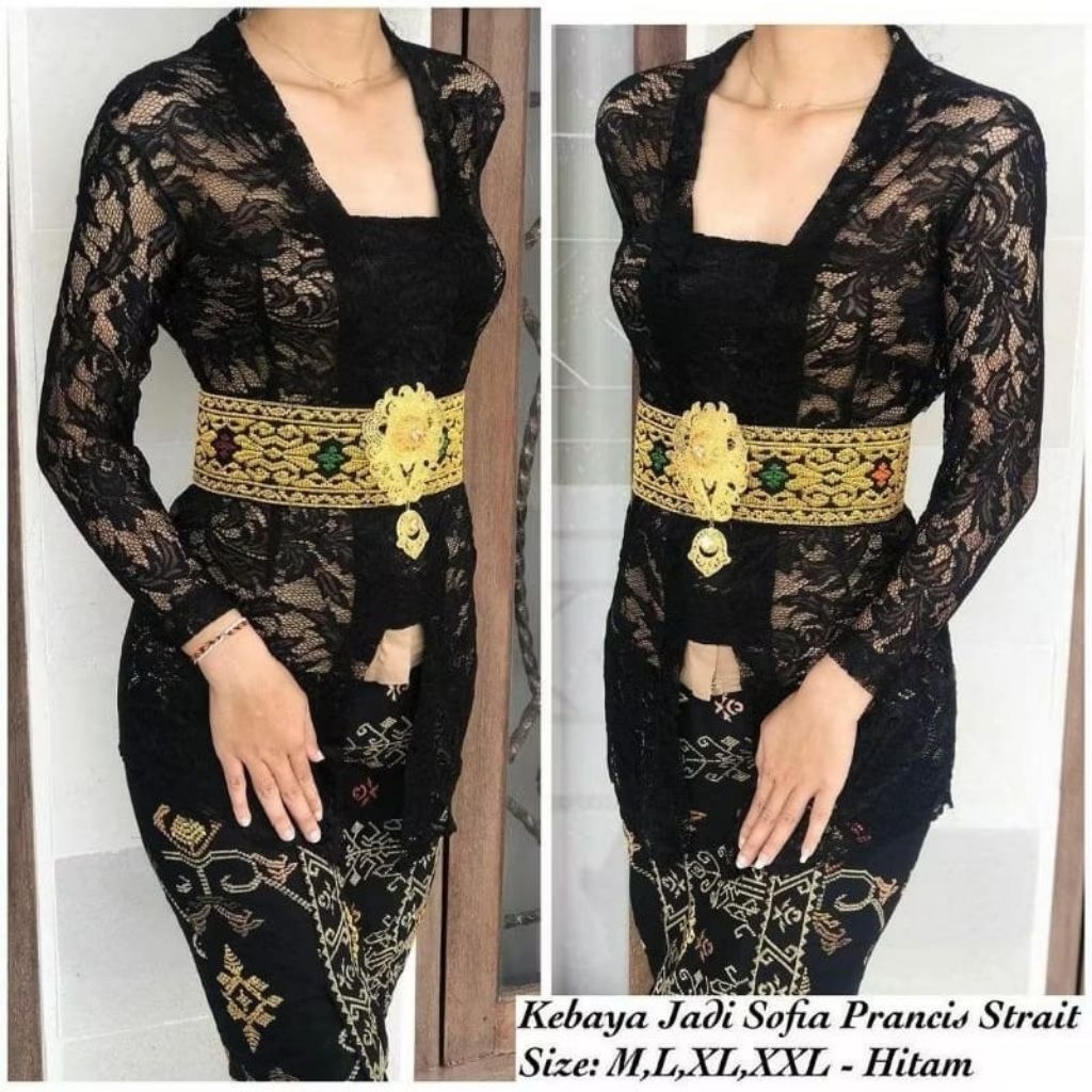 Sofia Balines Brocade Kebaya Kubaru Kebaya แขนยาว Kebaya ด้านบนไม่มีปุ่ม