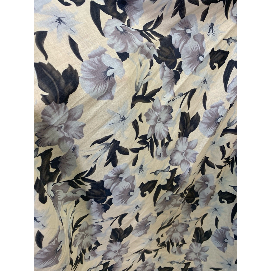 ผ้าคอตตอนลินินลายดอกพรีเมี่ยม || Zk (ราคา 0.5 mtr)