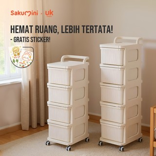 Sakumini Rolling Drawer Storage Box Lemari Pakaian Kotak Penyimpanan Laci Plastik Kabinet Susun Serbaguna