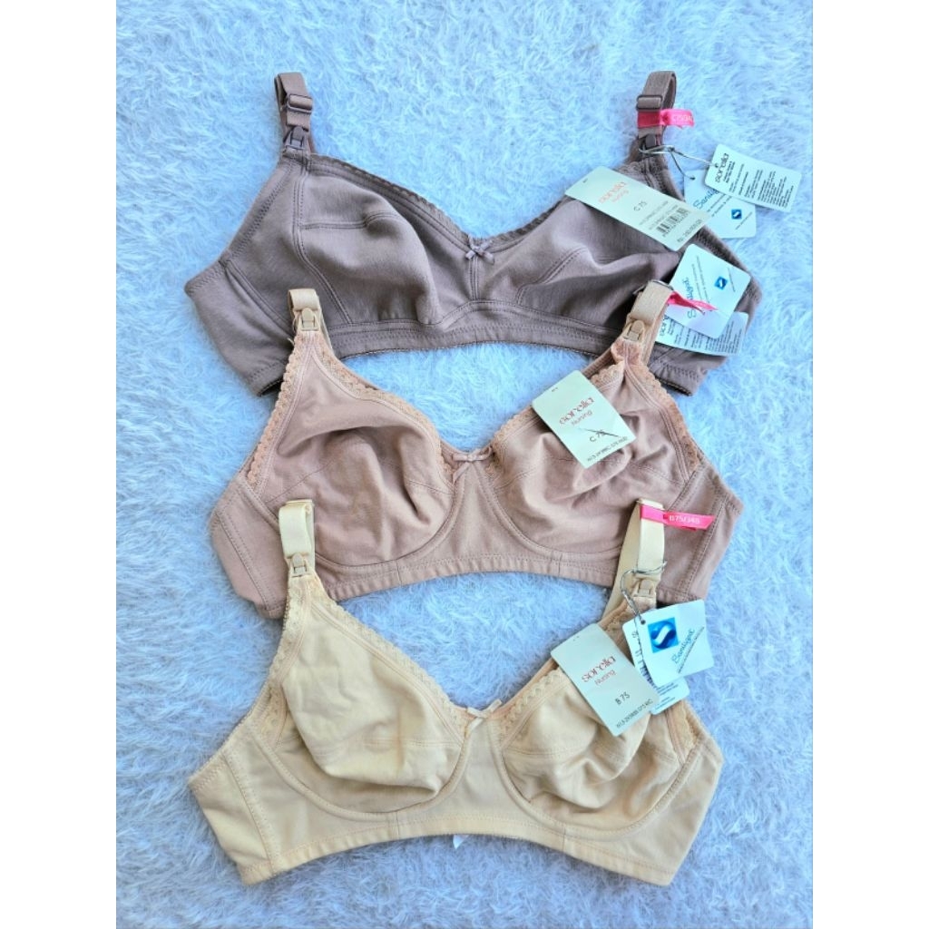 KATUN MATERNITY NOURSING BRA ขนาด 34 36 38 40 ถ้วย BCD SORELLA WITH WIRE WITHOUT FOAM PLAIN COTTON B