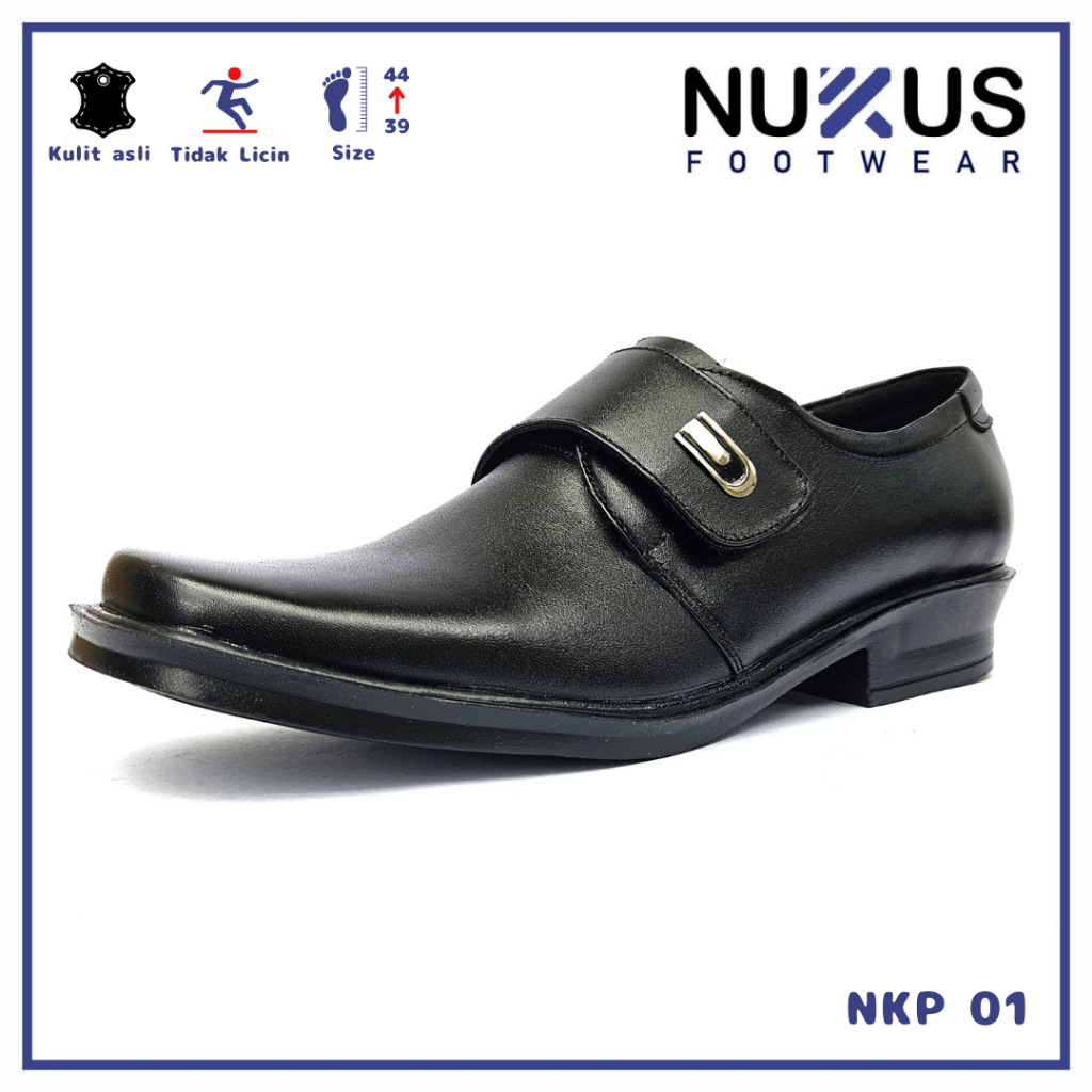 Nukus Mens รองเท้าโลฟเฟอร์หนังวัวแท้สีดํา - NKP 01
