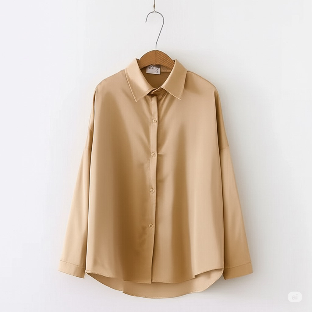 KEMEJA UNIQLO เสื้อเชิ้ตผ้าเรยอน Twill พรีเมี่ยม ท็อปส์ซูผู้หญิง ล่าสุด เสื้อเชิ้ตสีพื้น แขนยาว เก็บ