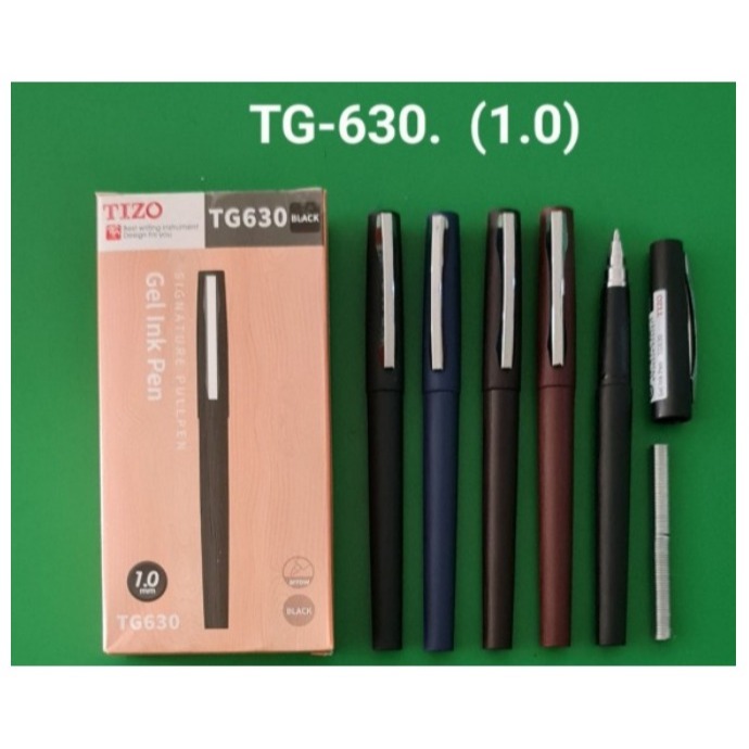 ปากกาเจล Tizo TG-630 1.0 มม. – ปากกาลายเซ็นหรูหรา หมึกสีดํา สวมใส่สบาย (1 แพ็ค 12 ชิ้น)