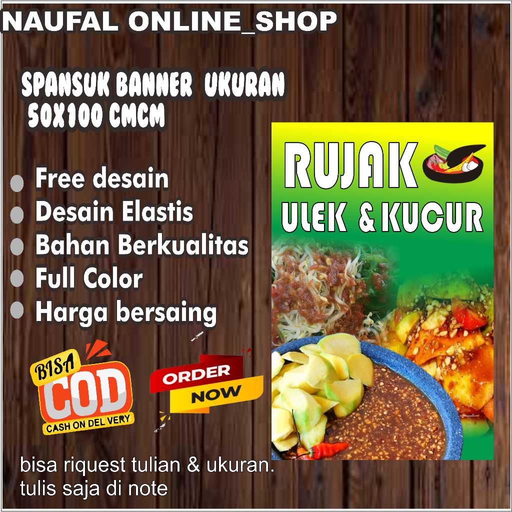 แบนเนอร์พิมพ์ลาย rujak ulek & kucur แบนเนอร์ ขนาด 50x100 ซม.
