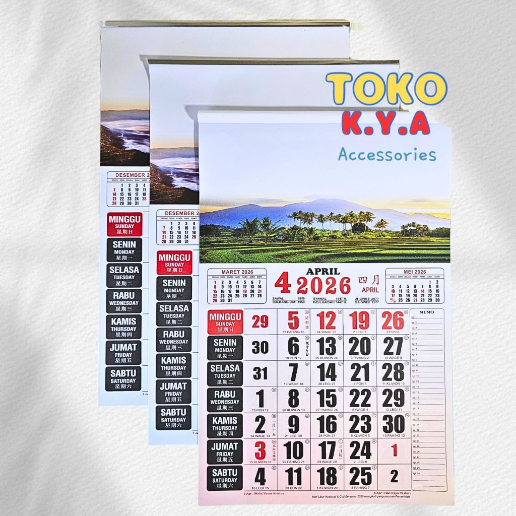 MONTHLY WALL CALENDAR HVS PAPER LANDSCAPE MOTIF YEAR 2026/CALENDER 2026