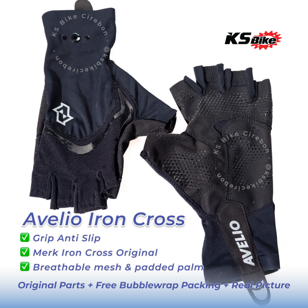 Avelio Iron Cross Gecko ถุงมือครึ่งนิ้ว MTB Roadbike Coolmax Spandex – KS Bike Cirebon Bike Shop