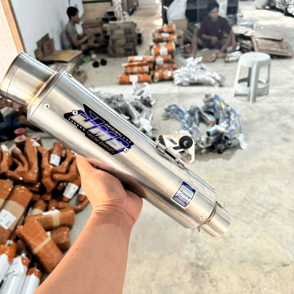 JMS ORIGINAL EXHAUST SLINCER TYPE R9 DC EMBLEM BLUE MARKING SARANGAN FULL P 30 ซม. INLET 50 มม.