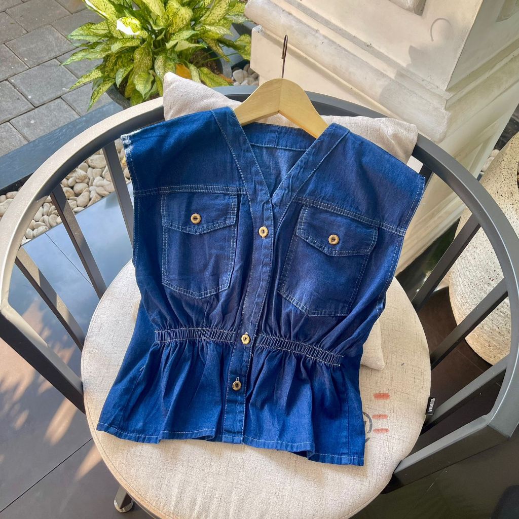 VEST JEANS KERUT / ZORA VEST CROP JEANS / กางเกงยีนส์ VEST