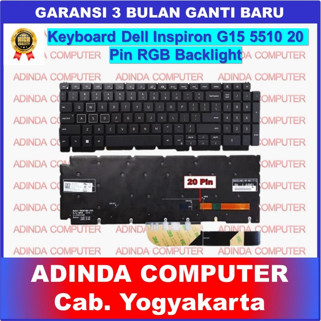 Dell Inspiron G15 5510 G15 5511 G15 5515 G15 5520 5521 5525 0TJ0J6 0H4XRJ 343NN 490.0GE07.0A01 Backl