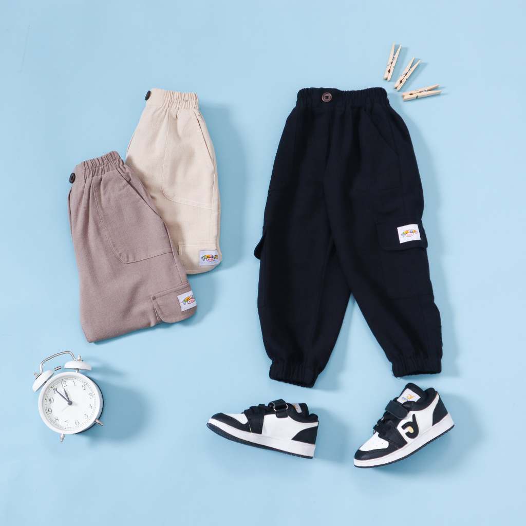 Yameena.Kids Kujira Jogger Pants กางเกงจ็อกเกอร์เด็ก Unisex กางเกงคาร์โก้จ็อกเกอร์เด็ก