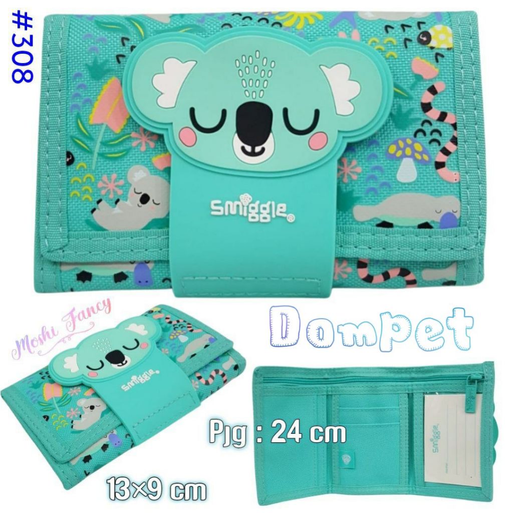 Mint Koala Motif Childrens Wallet / Koala Motif Flip Wallet for Girls / Koala Girl Wallet