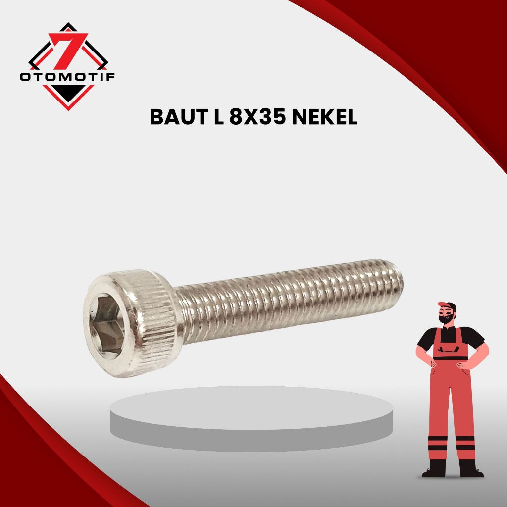 Bolt L M8x35 Key L6 Thread 12 Smooth 8x35 M8 8mm นิกเกิล